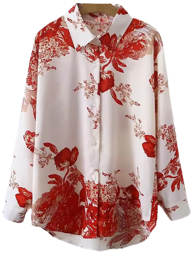 Eco Floral Power Shirt - Zero Carbon Footprint Gender-Neutral Slow Lux